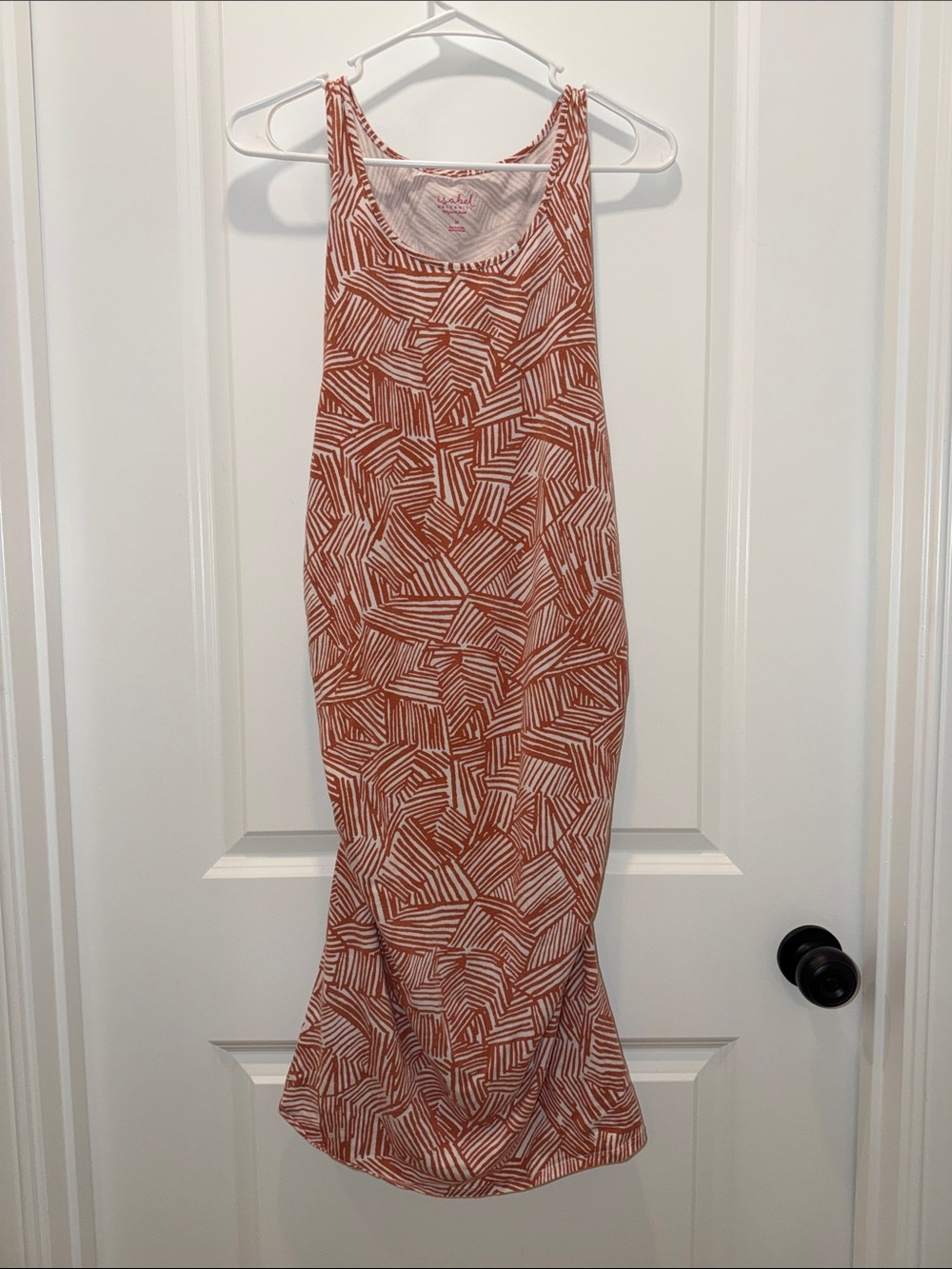 Ingrid & Isabel Rust and White Geometric Midi Maternity Dress